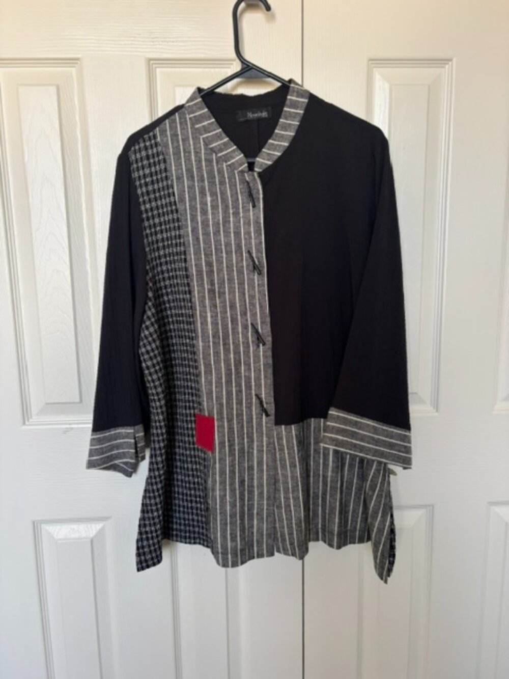 Moonlight - Button Front Mandarin Collar Asian Theme Patchwork